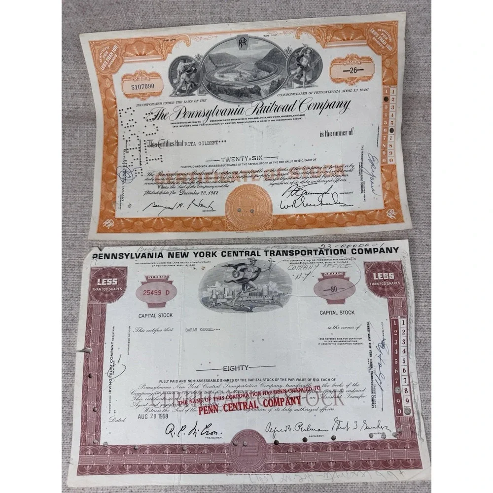 Lot Of 9 United States Vintage Paper stocks & bonds certificates 1930-1982